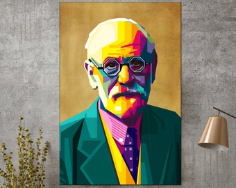 Sigmund Freud founder of psychoanalysis - Digital art on canvas - for home & office - pop art wall decor - canvas wall art gift art print