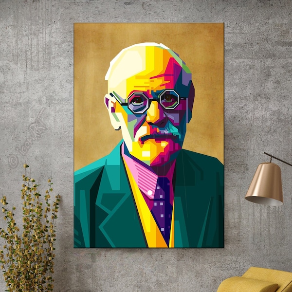 Sigmund Freud founder of psychoanalysis - Digital art on canvas - for home & office - pop art wall decor - canvas wall art gift art print