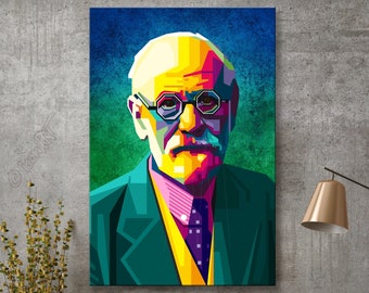 Sigmund Freud founder of psychoanalysis - Digital art on canvas - for home & office - pop art wall decor - canvas wall art gift art print