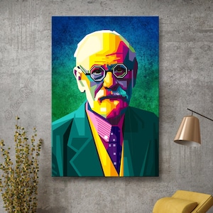 Sigmund Freud founder of psychoanalysis - Digital art on canvas - for home & office - pop art wall decor - canvas wall art gift art print