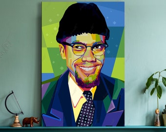 Malcolm Pop art icons  X X L pictures cult(ure) for living room & office, business digital art on canvas or as "cozy, worldly art blanket"