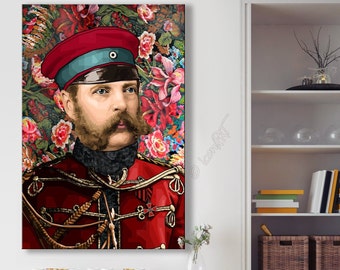 Tsar Alexander II of Russia - digital art on canvas - big pop art personalize it, gift, women, men, Wallart, framed canvas graphic picture