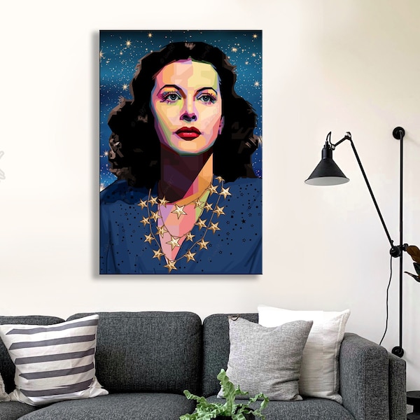 iconART movie icons Portrait Bilder für Büro & Wohnen Digital Art auf Leinwand Hedy |o1  Pop Art - Kunstdruck Grafik Geschenk personalisiert