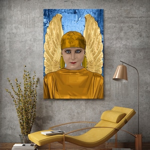 Guardian angel Pop art icons pictures culture for living room & office, business digital art on canvas or as cozy, worldly art blanket image 1
