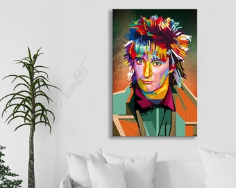 Pop Art Portrait Rod |o1 framed canvas wall art Music Edition Various Iconic Persons. Digital Art XXL LoftArt fabric picture blanket or rug