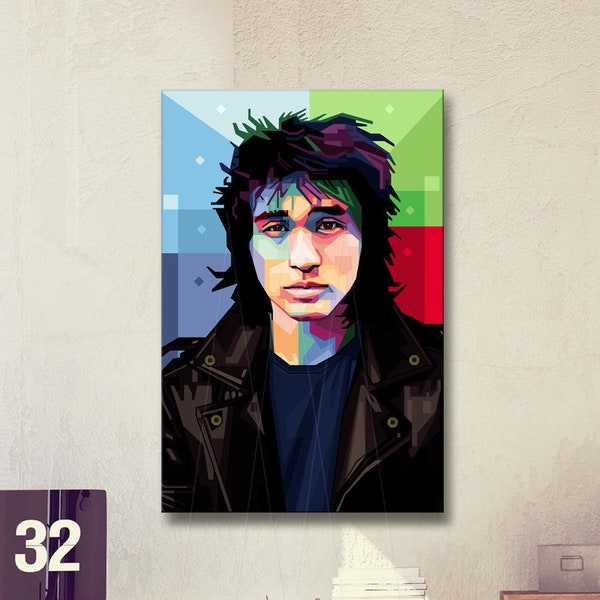 Portrait "Victor |o2" Rock Music Legend icon personalized gift, FRAMED ART, gift for him punk music lovers pop art history of Russian music