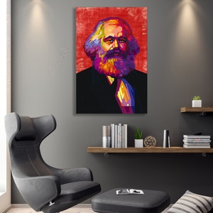 Karl Marx Portrait for home & office Digital Art on Canvas wall decoration wall art gift art print, Pop Art, Canvas Art, fine art print image 8