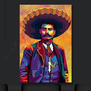 Wall ART In Memory Of Emiliano Zapata personalized gift art print pop art home wall decor canvas gift for her gift for him image 1