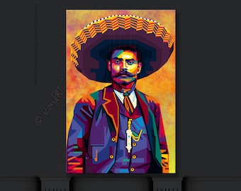 Wall ART - In Memory Of Emiliano Zapata - personalized gift - art print - pop art - home wall decor - canvas - gift for her - gift for him
