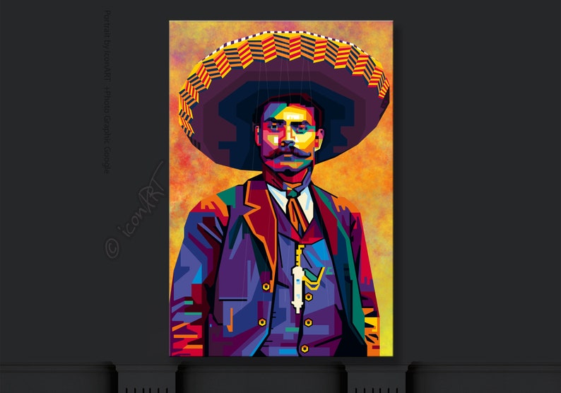 Wall ART In Memory Of Emiliano Zapata personalized gift art print pop art home wall decor canvas gift for her gift for him image 1
