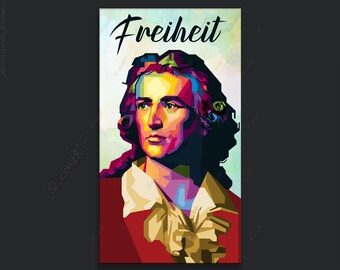 Freiheit Edition Various Iconic Persons. Event: Digital Art SCHILLER Wandbild Leinwand XXL LoftArt Stoffbild Kuscheldecke oder Teppich