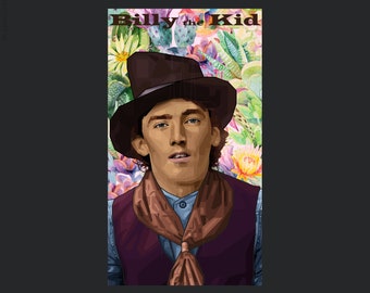 Pop art picture Billy the Kid Event Edition Various Iconic Persons. Digital Art  Billy o1- Wall art canvas XXL LoftArt fabric or rug