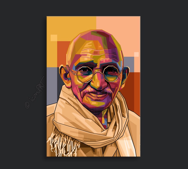 Mahatma Gandhi Pop Art Kunst Bilder für Zuhause, Büro oder Hotel XXL Grafik Geschenk Kunstdruck Wandbild Digital Art Leinwand auf Rahmen image 2