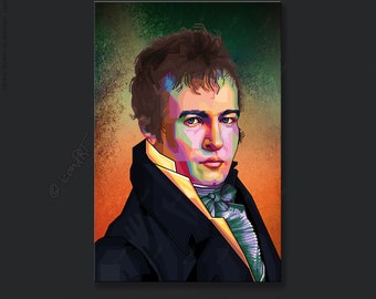 Alexander von Humboldt famous polymath - Pop art icons pictures cult(ure) for living room, hallway & office, business digital art on canvas