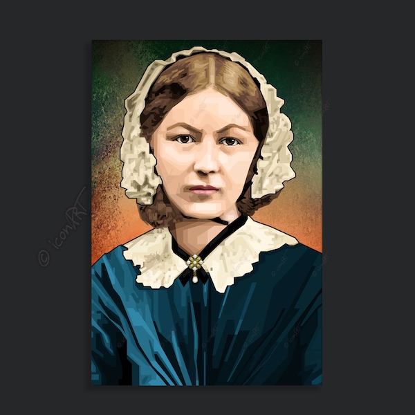 Florence Nightingale nurse, digital art Picture for office & living - canvas stretched on frame, Print, Pop Art, Gift, Birthday, wall decor