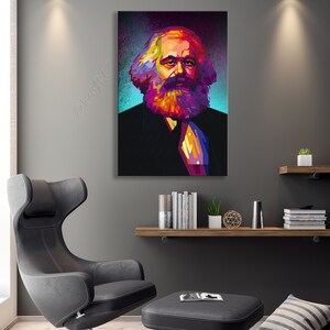Karl Marx Portrait for home & office Digital Art on Canvas wall decoration wall art gift art print, Pop Art, Canvas Art, fine art print image 7