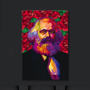 Karl Marx Portrait for home & office Digital Art on Canvas wall decoration wall art gift art print, Pop Art, Canvas Art, fine art print image 4