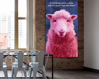 Pink sheep Quotes Edition Digital PopArt Sheep Wall art canvas XXL LoftArt fabric picture or rug