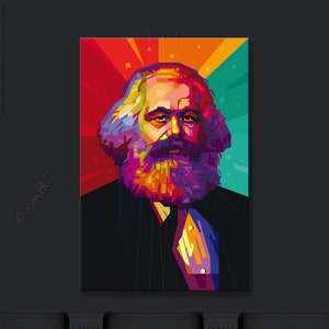 Karl Marx Portrait for home & office - Digital Art on Canvas - wall decoration wall art gift art print, Pop Art, Canvas Art, fine art print