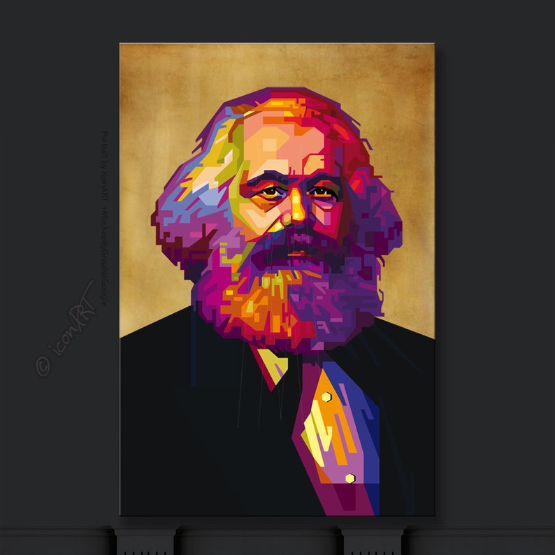 Karl Marx Portrait for home & office Digital Art on Canvas wall decoration wall art gift art print, Pop Art, Canvas Art, fine art print image 5