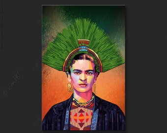 iconART picture on canvas pop cult(ure) for living room & office, business digital art Frida o1 prints XXL LoftArt, cozy blankets or mats