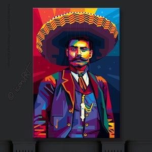 Wall ART In Memory Of Emiliano Zapata personalized gift art print pop art home wall decor canvas gift for her gift for him image 3