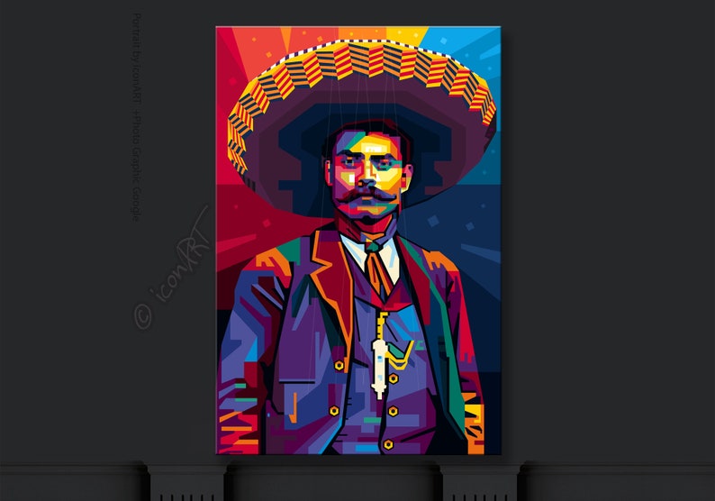 Wall ART In Memory Of Emiliano Zapata personalized gift art print pop art home wall decor canvas gift for her gift for him image 3