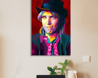 Pop art music icons pictures cult(ure) for living room, hallway & office Tom o1 digital art on canvas, personalized gift for women + men