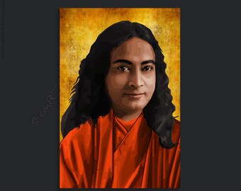 Wall art canvas Paramahansa Yogananda yoga movement History Edition Various Iconic Persons. Digital Popart XXL LoftArt fabric blanket or rug