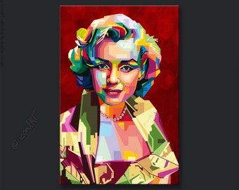 Norma Jeane Actress popart icon picture cult(ure) for living room & office, business digital art on canvas or as "cozy, worldly art blanket"