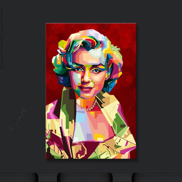 Norma Jeane Actress popart icon picture cult(ure) for living room & office, business digital art on canvas or as "cozy, worldly art blanket"