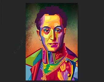 El Libertador Simon Bolivar, fine art print personalized gift for him, pop art, canvas framed art gift idea for woman, husband gift