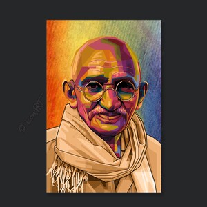 Mahatma Gandhi Pop Art Kunst Bilder für Zuhause, Büro oder Hotel XXL Grafik Geschenk Kunstdruck Wandbild Digital Art Leinwand auf Rahmen image 5