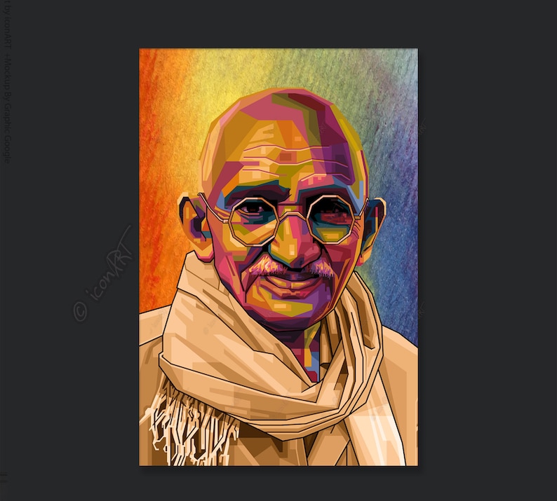 Mahatma Gandhi Pop Art Kunst Bilder für Zuhause, Büro oder Hotel XXL Grafik Geschenk Kunstdruck Wandbild Digital Art Leinwand auf Rahmen image 5