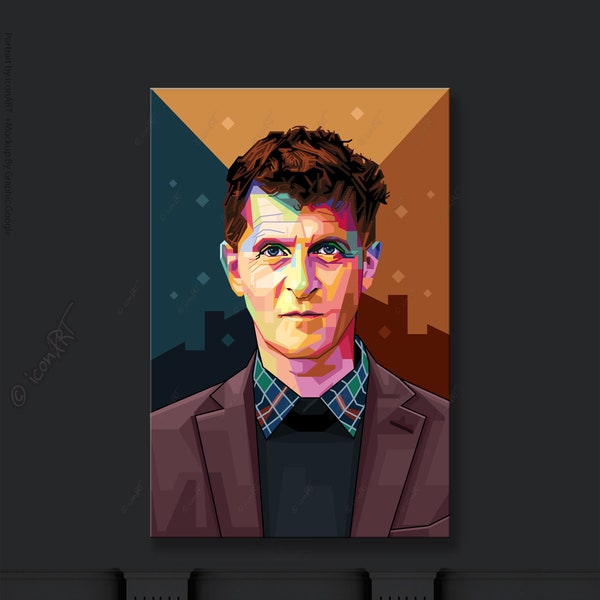 Ludwig Wittgenstein Pop art icons British philosopher pictures cult(ure) for living room, hallway & office, digital art on canvas gift