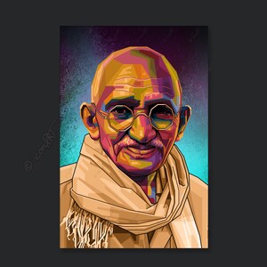 Mahatma Gandhi Pop Art Kunst Bilder für Zuhause, Büro oder Hotel XXL Grafik Geschenk Kunstdruck Wandbild Digital Art Leinwand auf Rahmen image 4