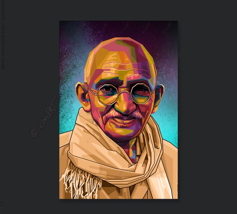 Mahatma Gandhi Pop Art Kunst Bilder für Zuhause, Büro oder Hotel XXL Grafik Geschenk Kunstdruck Wandbild Digital Art Leinwand auf Rahmen image 4