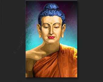 Buddah Siddhartha Gautama Pop art icons pictures cult(ure) for living room, hallway & office, business digital art on canvas personalized
