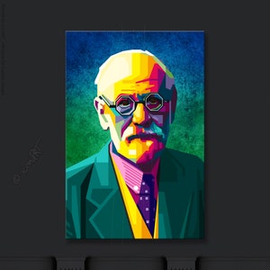Sigmund Freud Begründer der Psychoanalyse Geschenk für Büro, Praxis oder Zuhause Digital Art auf Leinwand Kunstdruck Pop Art Wand Bild Bild 7