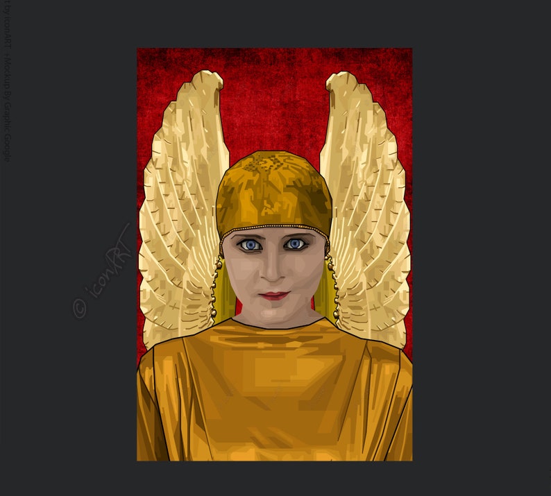 Guardian angel Pop art icons pictures culture for living room & office, business digital art on canvas or as cozy, worldly art blanket image 3
