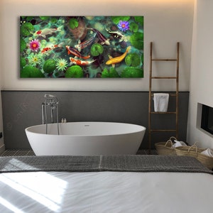 KOI Zeit icon Galería de Arte Cuadro de Pared - Comic Pop Art - Regalo - Cuadro en Lienzo XXL Decoración para el hogar Impresión artística Pez Dorado Kois