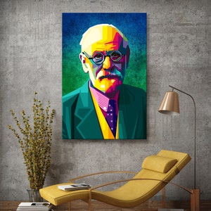 Sigmund Freud founder of psychoanalysis Digital art on canvas for home & office pop art wall decor canvas wall art gift art print image 8