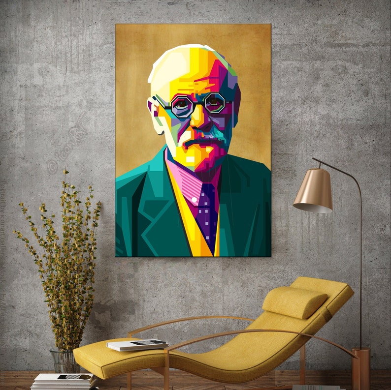 Sigmund Freud Begründer der Psychoanalyse Geschenk für Büro, Praxis oder Zuhause Digital Art auf Leinwand Kunstdruck Pop Art Wand Bild Bild 1
