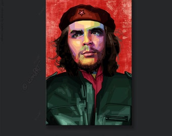 Comandante o3H- Wall ART - In Memory Of Che - Digital Art on Canvas - gift - pop art print for home & office decor - big canvas art framed