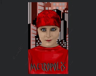 Metropolis Movieposter 1927 science-fiction icon picture cult(ure) for living room & office, business digital art on canvas or a art blanket