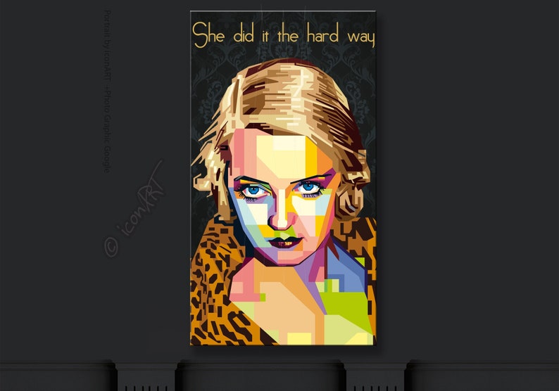 Wall art canvas She did it the hard way Edition Various Iconic Persons. Event: Digital Art Bette o1 XXL LoftArt fabric picture or rug image 1