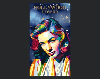 Pop art picture HOLLYWOOD LEGEND Event Edition Various Iconic Persons. Digital Art Lauren o1- Wall art canvas XXL LoftArt fabric or rug