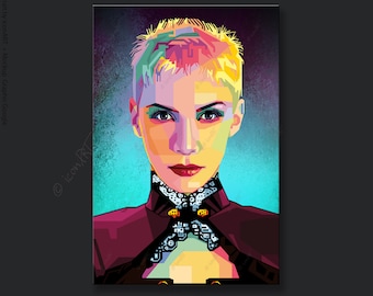 Annie pop art music icons picture print cult(ure) for living room & office, business digital art on canvas or as "cozy, worldly art blanket"