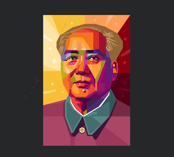 Mao Tse-tung Wandbild Pop Art Bilder für Büro - Digital Art Kunstdruck auf Leinwand Wand-Deko  China Bild für Zuhause & Geschenk für Freund