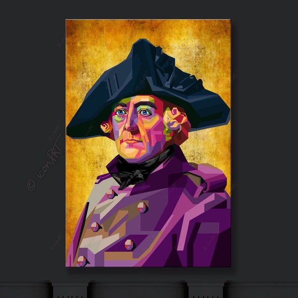 Frederick the Great "The Old Fritz" Portrait personalized gift for him pop art canvas framed art, gift idea, for woman, husband gift, print